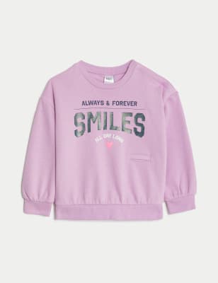 

Girls M&S Collection Adaptive Cotton Rich Slogan Sweatshirt (2-8 Yrs) - Pink Mix, Pink Mix