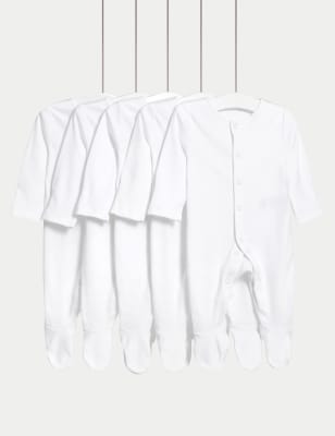 5pk Pure Cotton Sleepsuits (5lbs-3 Yrs) | M&S Collection | M&S