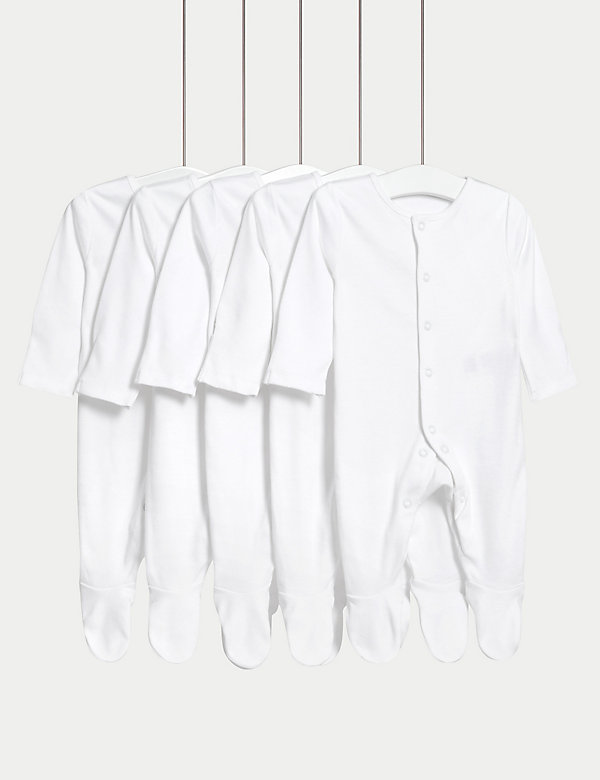 5pk Pure Cotton Sleepsuits (5lbs-3 Yrs) - JE