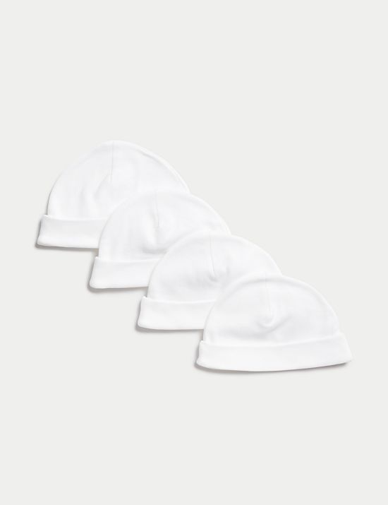 4pk Pure Cotton Hats (0-1 Yrs)