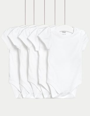 

Unisex,Boys,Girls M&S Collection 5pk Pure Cotton Bodysuits (0-36 Mths) - White, White