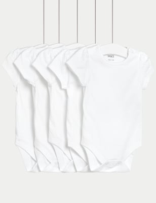 

M&S Collection Pack de 5 bodies 100% algodón (0-36 meses) - White, White