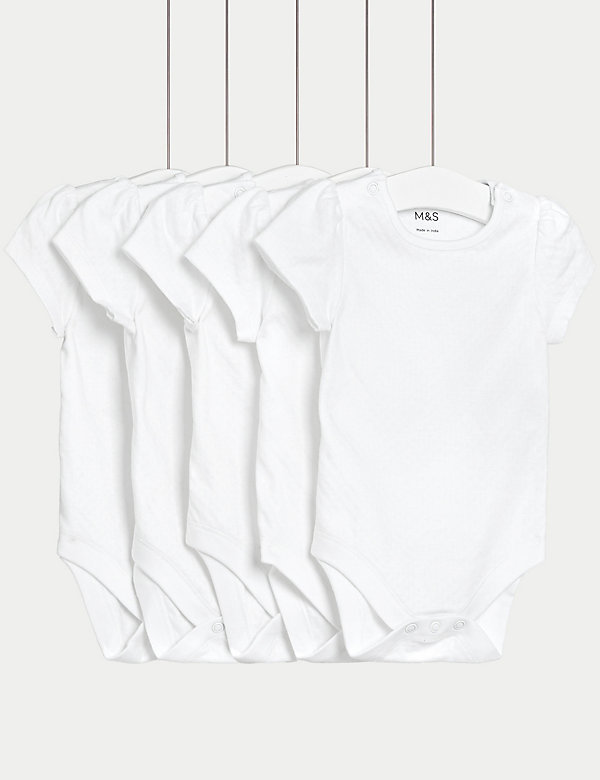 5pk Pure Cotton Bodysuits (0-36 Mths) - JP