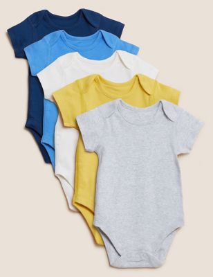 5pk Pure Cotton Ribbed Bodysuits (6½lbs - 3 Yrs) - IL