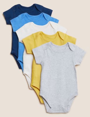 5pk Pure Cotton Ribbed Bodysuits