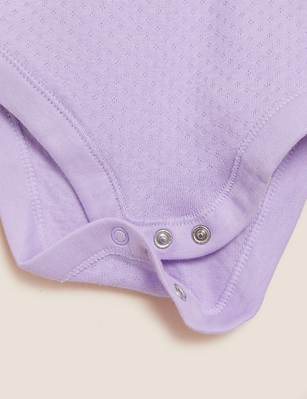 5pk Pure Cotton Pointelle Bodysuits (6½lbs -3 Yrs) - QA