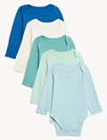 5pk Pure Cotton Ribbed Bodysuits (0-3 Yrs)