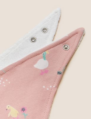 

M&S Collection 5pk Lätzchen mit hohem Baumwollanteil und Entenmuster - Soft Pink, Soft Pink