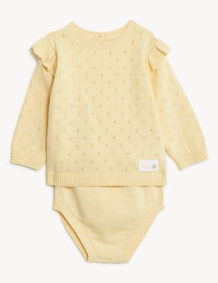 

M&S Collection Conjunto de 2 piezas 100% algodón de punto (7 lbs-12 meses) - Nude, Nude