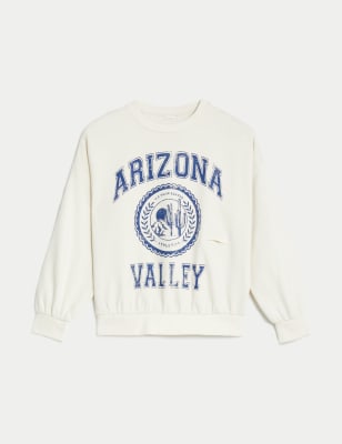 

M&S Collection Adaptive - Sweatshirt mit hohem Bauwollanteil und Schriftzug (2-16 J.) - Cream, Cream