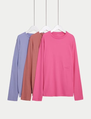 

M&S Collection 3er-Pack adaptive gerippte Oberteile mit hohem Baumwollanteil (2-16 Jahre) - Multi, Multi