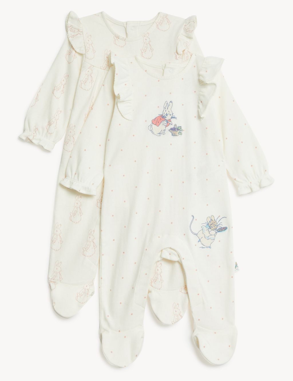 2pk Cotton Blend Peter Rabbit™ Sleepsuits image 1
