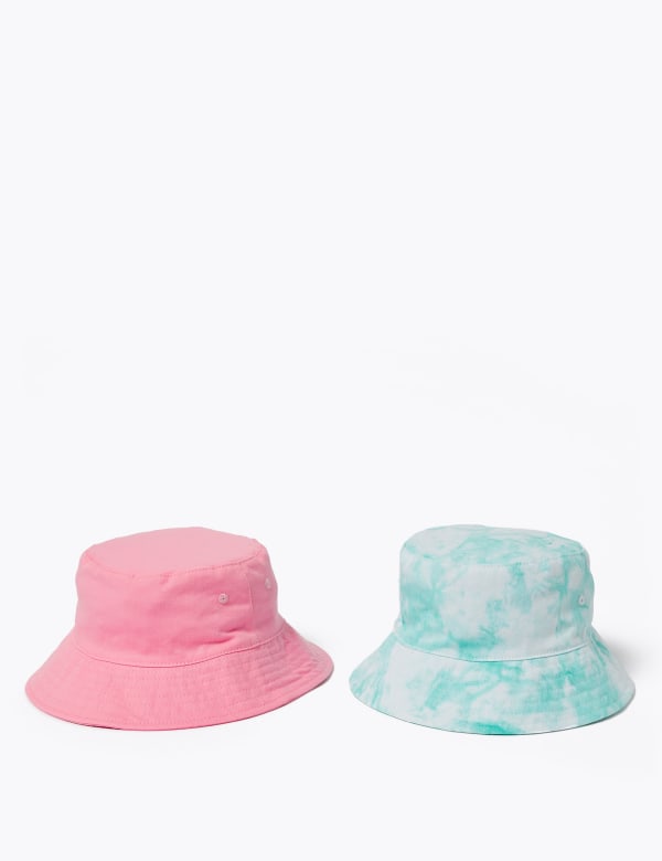 Kids' 2 Pack Pure Cotton Tie Dye Sun Hats (6-14 Yrs)