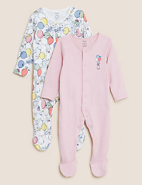 2pk Pure Cotton Peter Rabbit™ Sleepsuits (5½lbs - 3 Yrs)