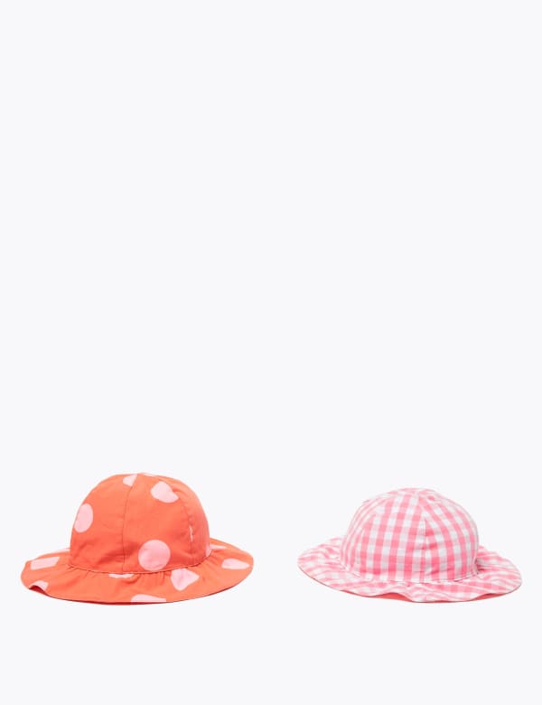 Kids' 2 Pack Pure Cotton Patterned Sun Hats (1-6 Yrs)