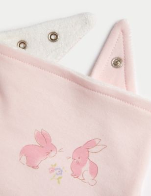 5pk Pure Cotton Bunny & Floral Dribble Bibs