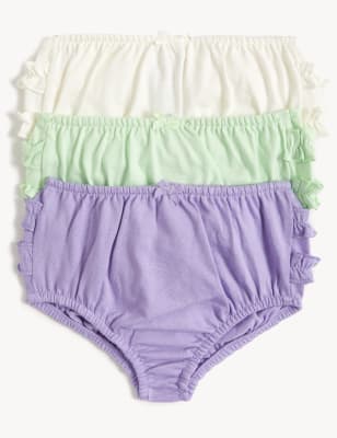 

M&S Collection 3er-Pack Slips aus reiner Baumwolle mit Rüschen (0-3 J.) - Multi, Multi
