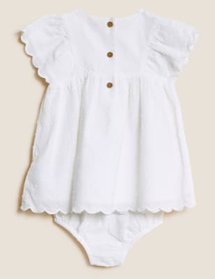 

Girls M&S Collection 2pc Pure Cotton Broderie Dress Outfit (7lbs - 12 Mths) - Ivory, Ivory