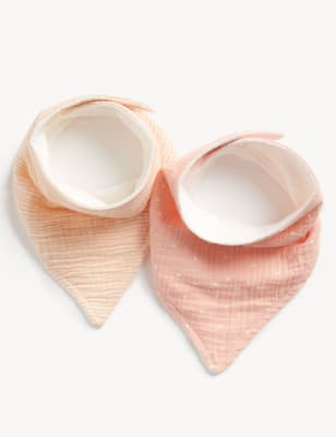 

Girls M&S Collection 2pk Pure Cotton Printed Bibs - Pink Mix, Pink Mix