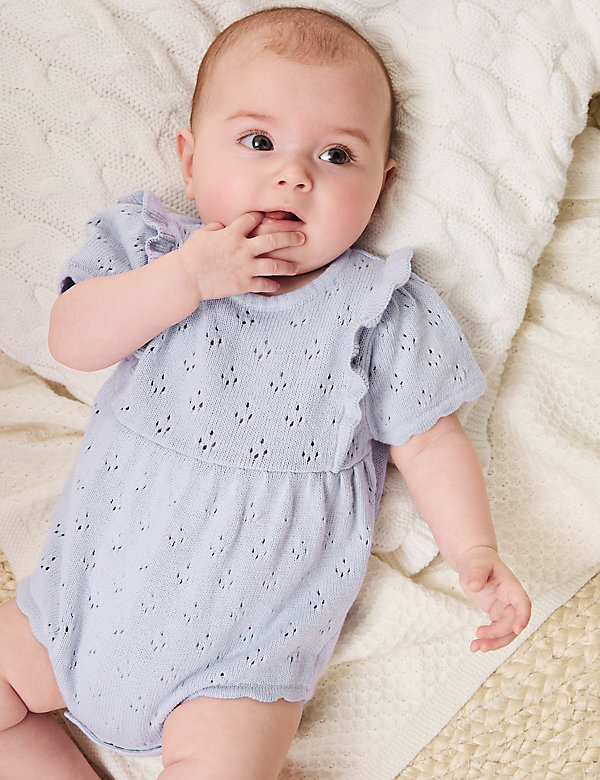 Pure Cotton Knitted Romper (0-12 Mths) - HK
