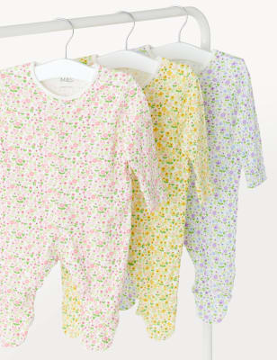 

M&S Collection Pack de -3 pijamas para bebé 100% algodón florales (6½ lbs-3 años) - Multi, Multi