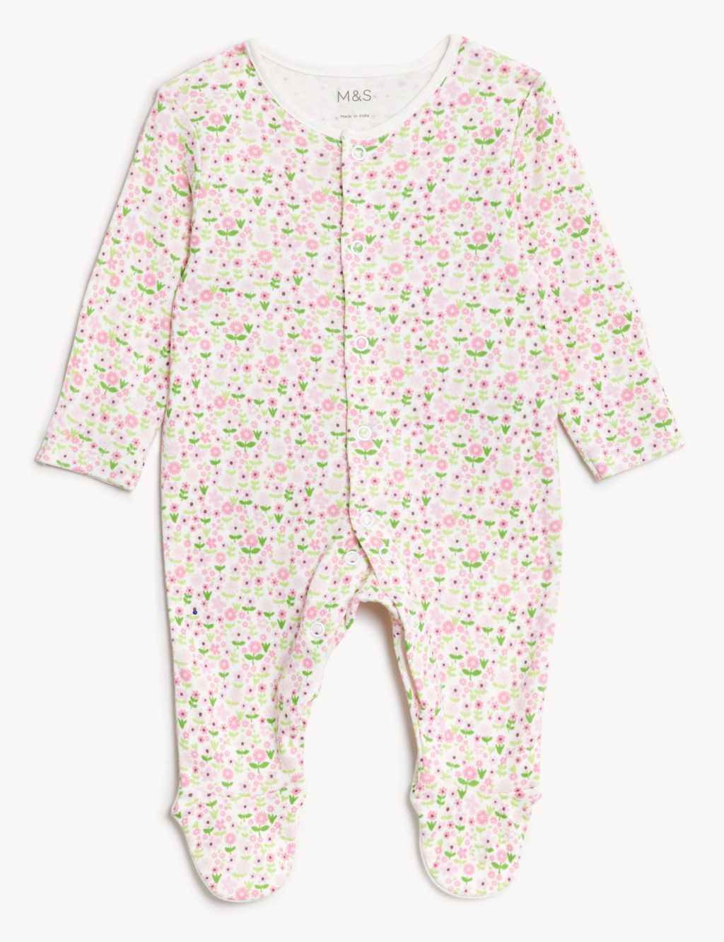 3pk Pure Cotton Floral Sleepsuits (6½lbs-3 Yrs) image 2