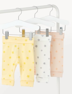 3pk Pure Cotton Star Print Leggings