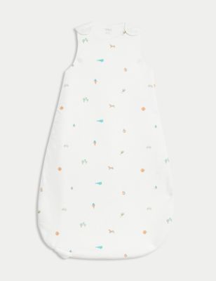 M&S Girl's Pure Cotton Printed 2.5 Tog Sleeping Bag (0-3 Yrs) - 6-18M - Ivory Mix, Ivory Mix