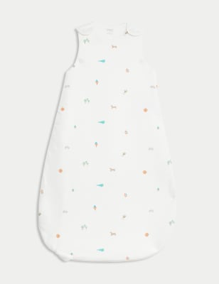 M&S Girl's Pure Cotton Printed 2.5 Tog Sleeping Bag (0-3 Yrs) - 6-18M - Ivory Mix, Ivory Mix