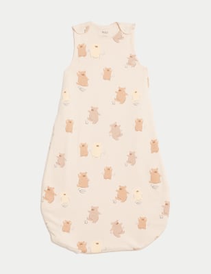 M&S Girls Pure Cotton Bear 1.5 Tog Sleeping Bag (0-36 Mths) - 6-18M - Calico Mix, Calico Mix