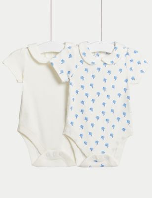 2pk Cotton Rich Bodysuits (6½lbs-3 Years) - EE