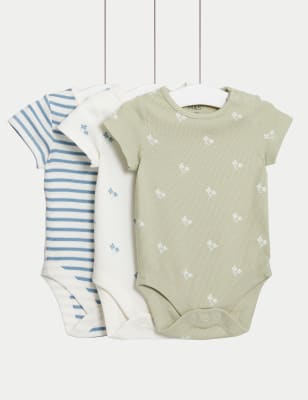 3pk Pure Cotton Printed Bodysuits (0 – 3 Yrs)