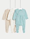 3pk Pure Cotton Floral Sleepsuits (6½lbs-3 Yrs)