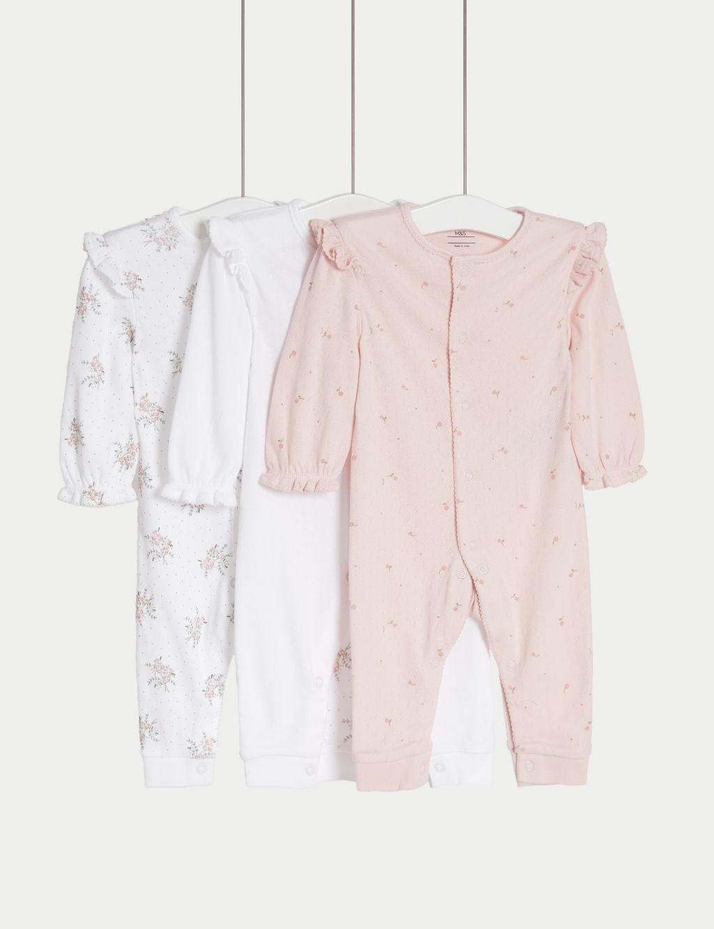 3pk Pure Cotton Ditsy Floral Sleepsuits (6½lbs-3 Yrs)