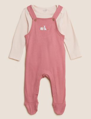 2pc Pure Cotton Dungaree Outfit (7lbs - 12 Mths) - GR