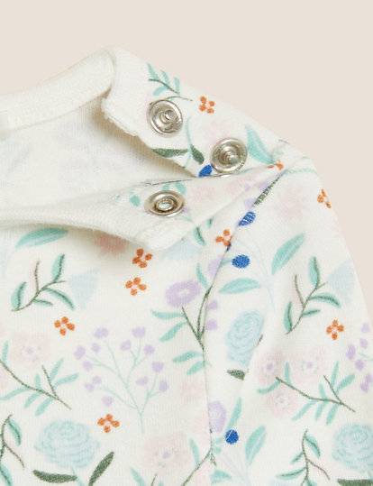 3pk Pure Cotton Floral Bodysuits (6½lbs - 3 Yrs)