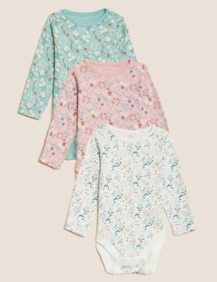 

Girls M&S Collection 3pk Pure Cotton Floral Bodysuits (6½lbs - 3 Yrs) - Multi, Multi