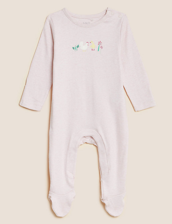 3pk Pure Cotton Duck & Chicken Sleepsuits (6½lbs - 3 Yrs) - IT