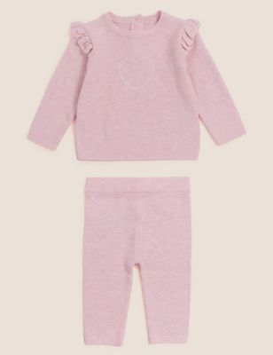 

Girls M&S Collection 2pc Pure Cotton Heart Oufit (7lbs - 12 Mths) - Soft Pink, Soft Pink