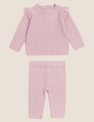 

Girls M&S Collection 2pc Pure Cotton Heart Oufit (7lbs - 12 Mths) - Soft Pink, Soft Pink