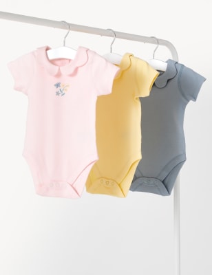 

Girls M&S Collection 3pk Pure Cotton Bodysuits (0-3 Yrs) - Light Blue, Light Blue