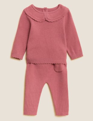 

M&S Collection Conjunto de 2 piezas de punto (7 lbs-12 meses) - Pink Mix, Pink Mix