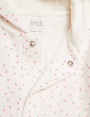 

M&S Collection Velours-Kapuzenjacke mit hohem Baumwollanteil und Punktmuster (0-12 M.) - Pink Mix, Pink Mix