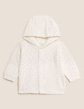Cotton Rich Velour Hooded Spot Print Jacket (0-12 Mths)