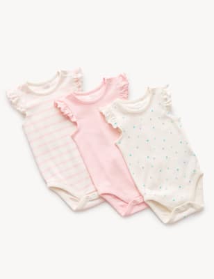 

M&S Collection 3er-Pack gemusterte Bodys aus reiner Baumwolle (3 kg - 3 J.) - Pink, Pink