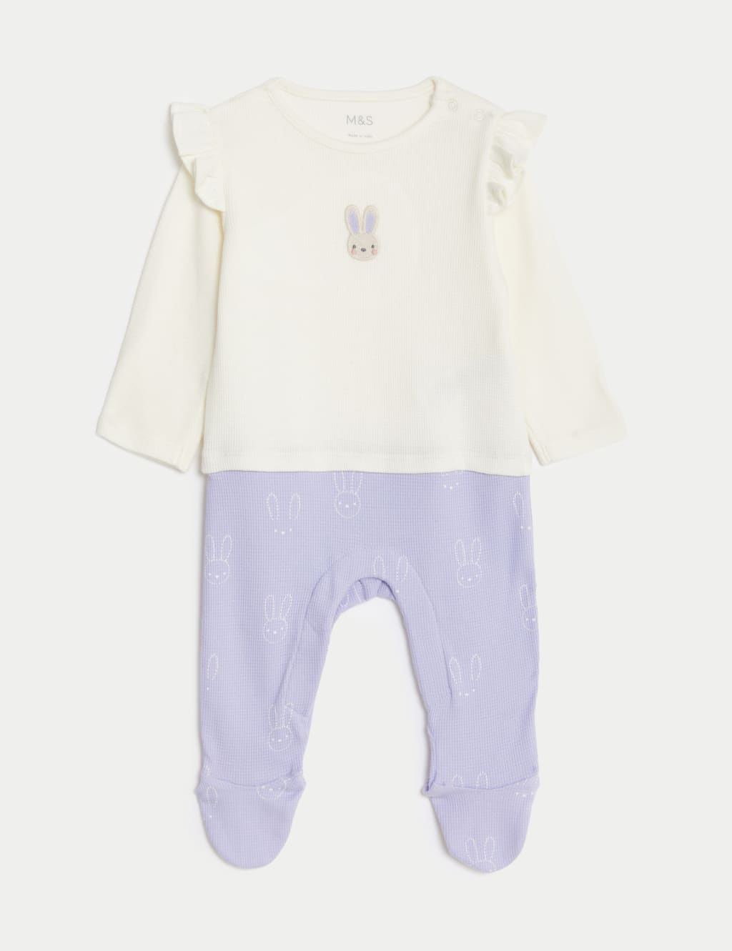 Pure Cotton Bunny Sleepsuit (7lbs-1 Yrs) image 1