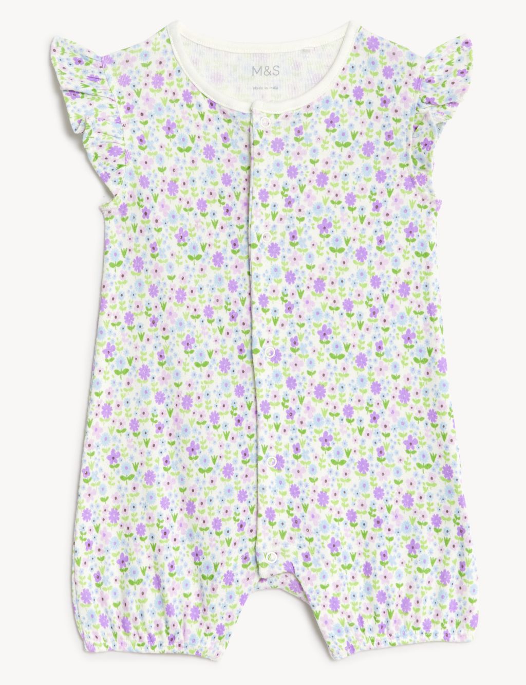 2pk Pure Cotton Floral Rompers (0-3 Yrs) image 2