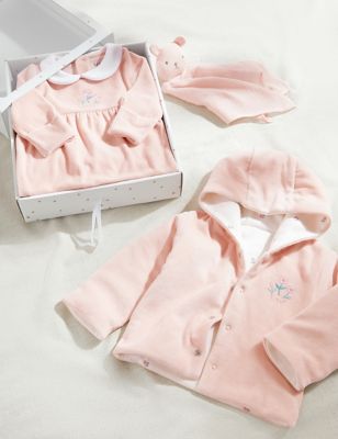 M&S 3pc Cotton Rich Starter Gift Set (0-6 Mths) - 0-3 M - Pale Pink, Pale Pink