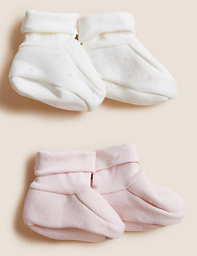 2pk Pure Cotton Booties (0-12 Mths)