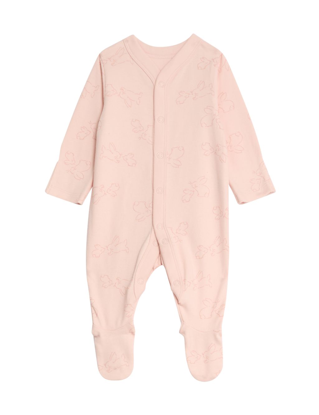 3pk Pure Cotton Bunny & Striped Sleepsuits (5lbs-3 Yrs) image 2